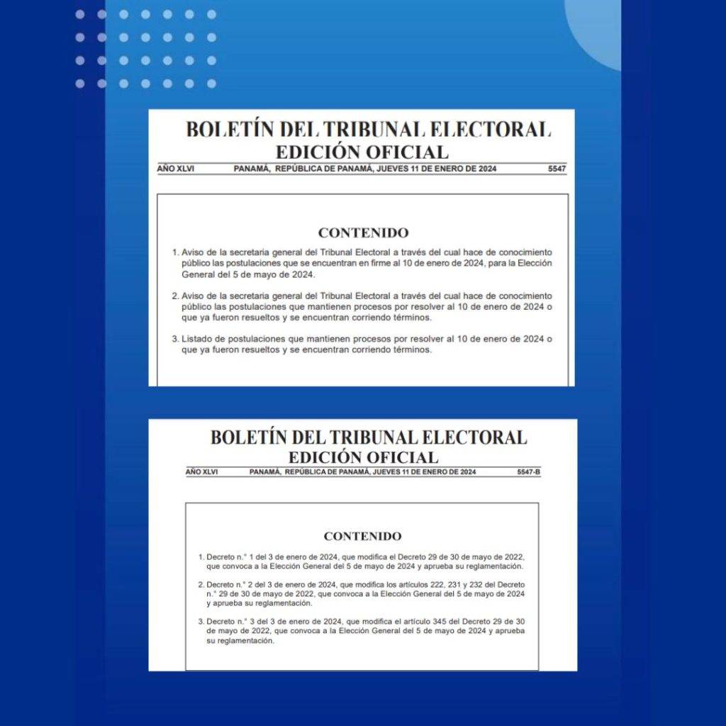 Candidaturas en firme-candidatos-Código Electoral-Decreto-Tribunal Electoral-verificadocontigo.com-Boletín Electoral
